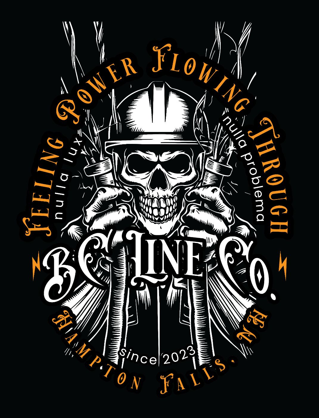 BC Line Co. Nulla Lux artwork: skull lineman, Feeling Power Flowing Through